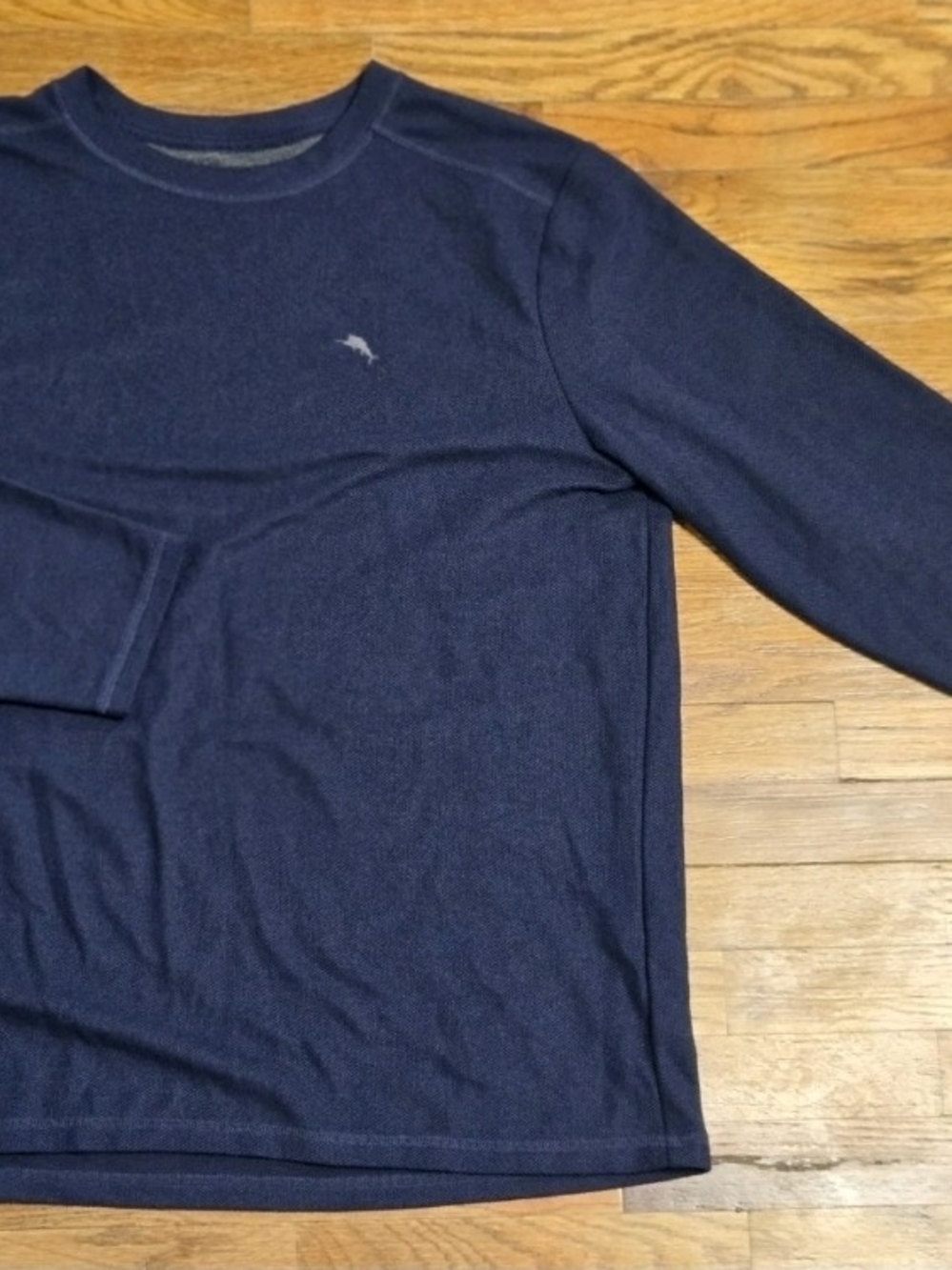 ​Tommy Bahama Mens Large Blue Waffle Knit Thermal Long Sleeve Shirt